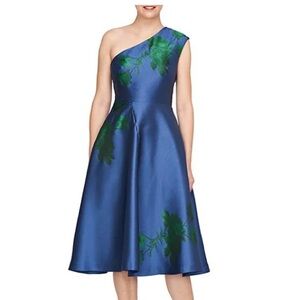 Blue and Green One Shoulder Cocktail Dress-  Brand New